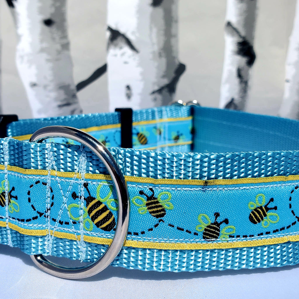 1.5" Blue Bumblebee Dog Collar image 1