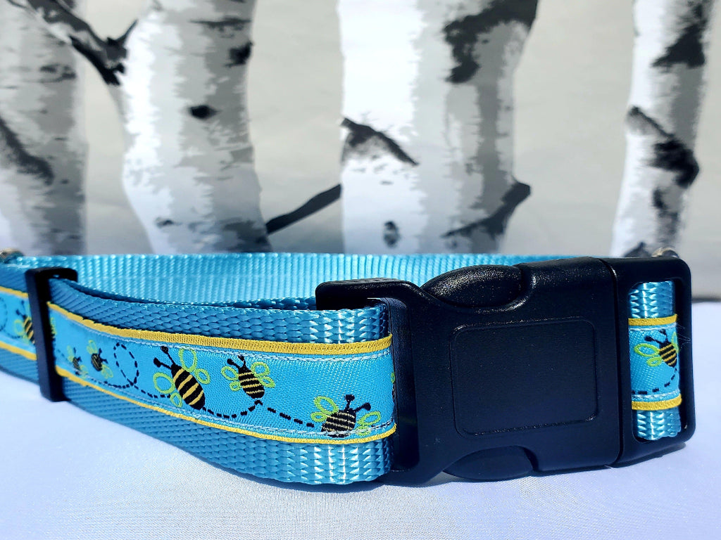 1.5" Blue Bumblebee Dog Collar image 0