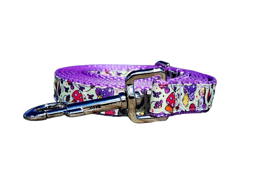 3/4" Purple Mushroom Dog Collar or Leash