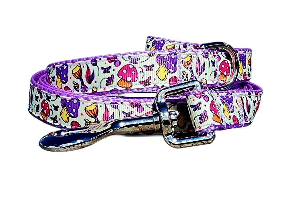 3/4" Purple Mushroom Dog Collar or Leash