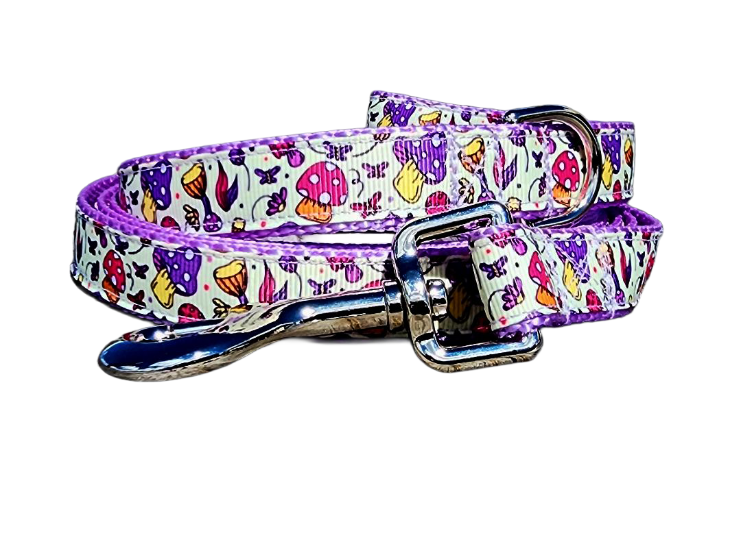 3/4" Purple Mushroom Dog Collar or Leash