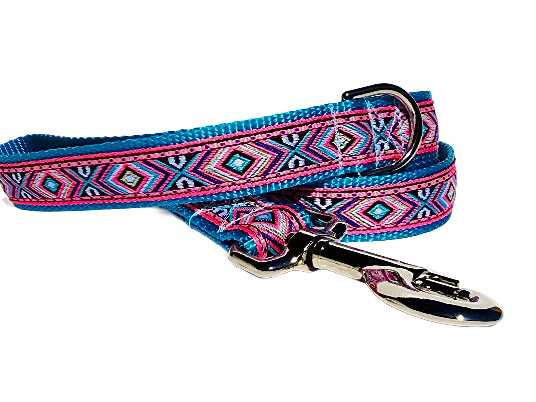 1" Pink Southwest Dog Collar or Leash image 2