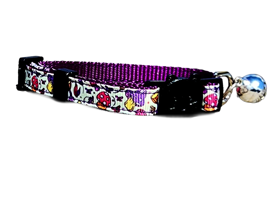 Purple Mushroom Cat Collar