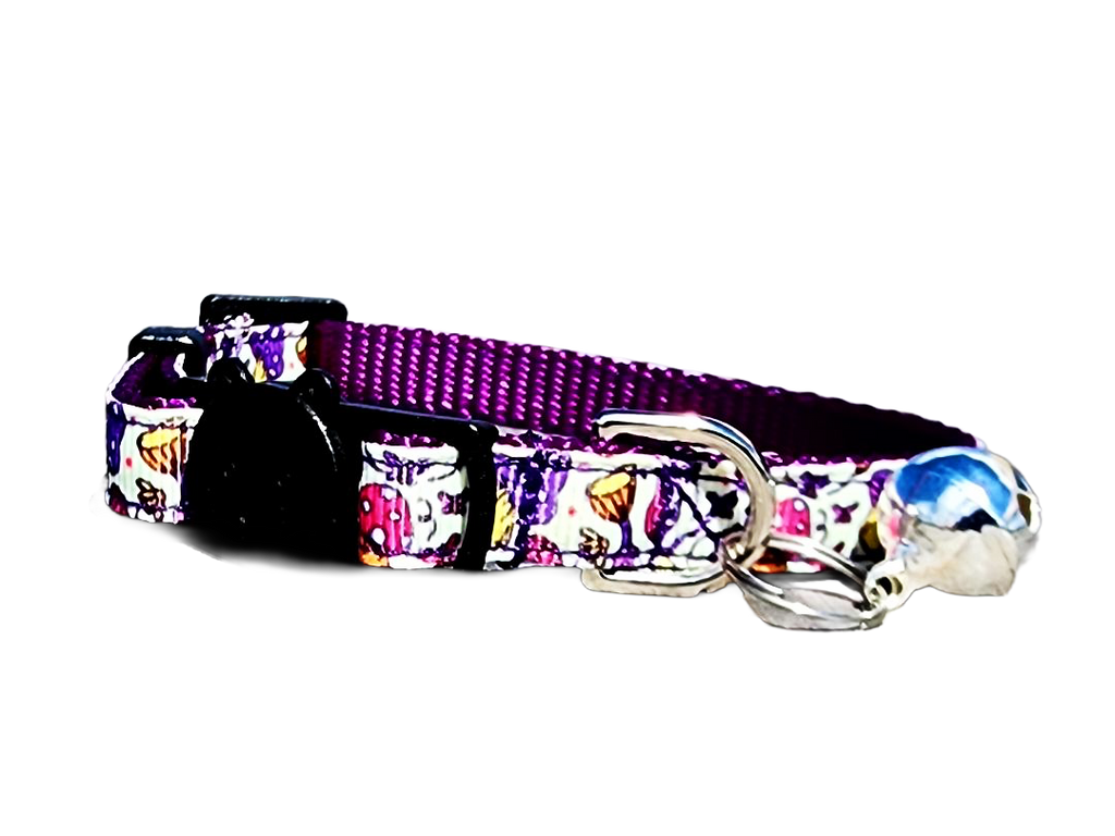 Purple Mushroom Cat Collar