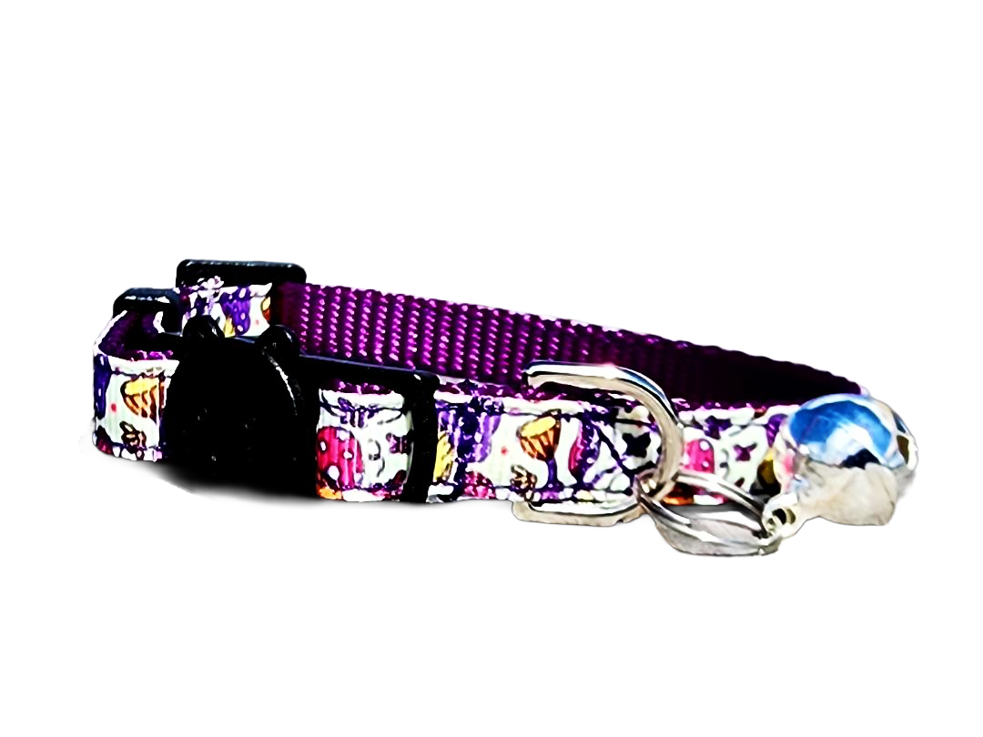 Purple Mushroom Cat Collar