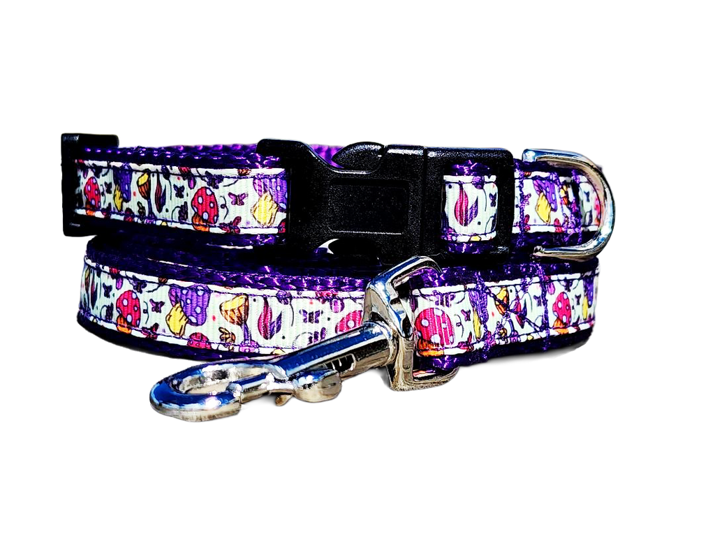 1/2" Purple Mushroom Dog Collar or Leash