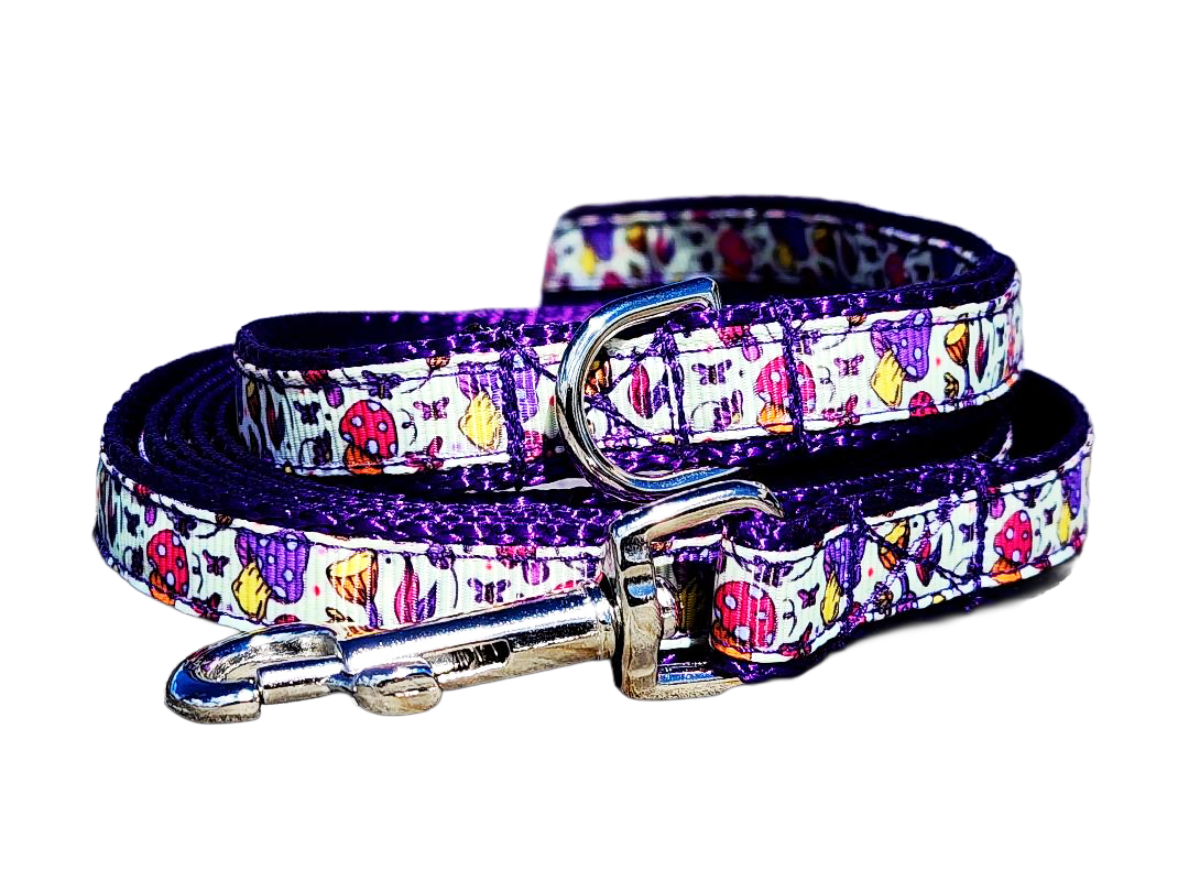 1/2" Purple Mushroom Dog Collar or Leash