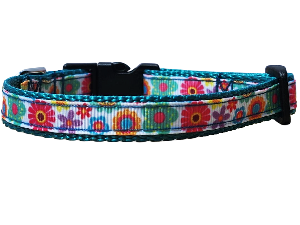 1/2" Teal Floral Dog Collar or Leash