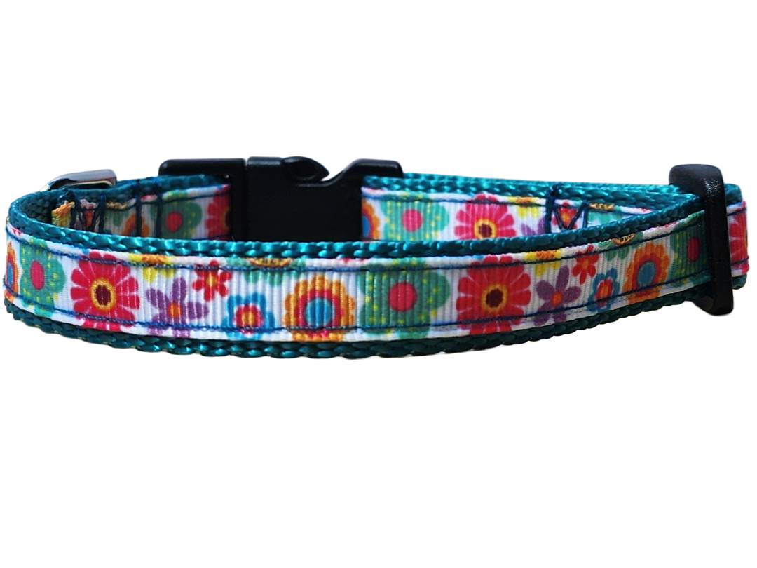 1/2" Teal Floral Dog Collar or Leash