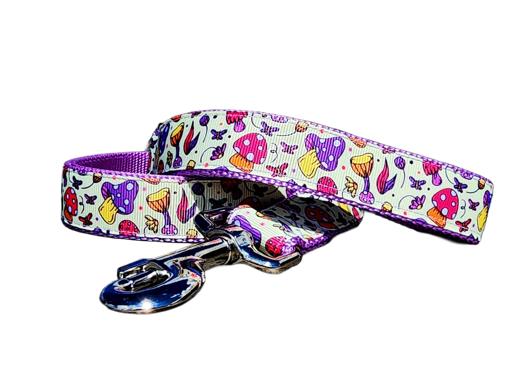 1" Purple Mushroom Dog Collar or Leash