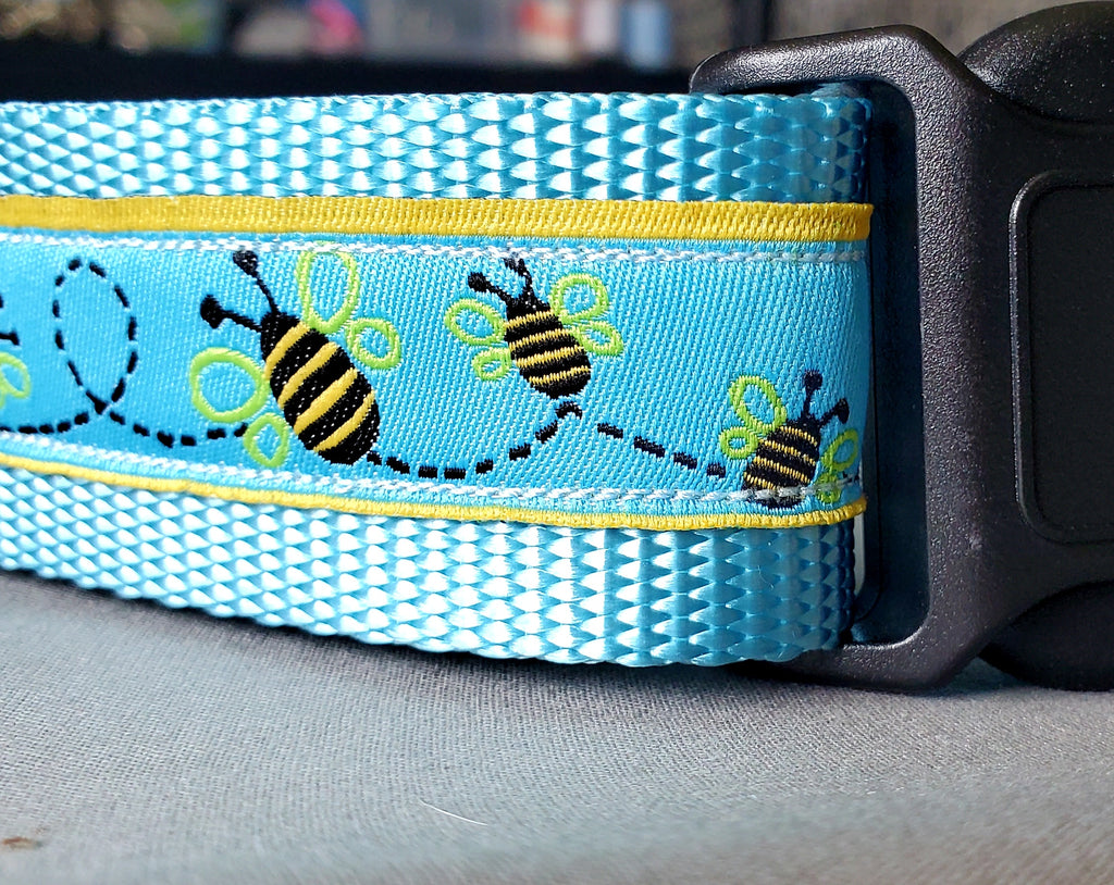 1.5" Blue Bumblebee Dog Collar image 2