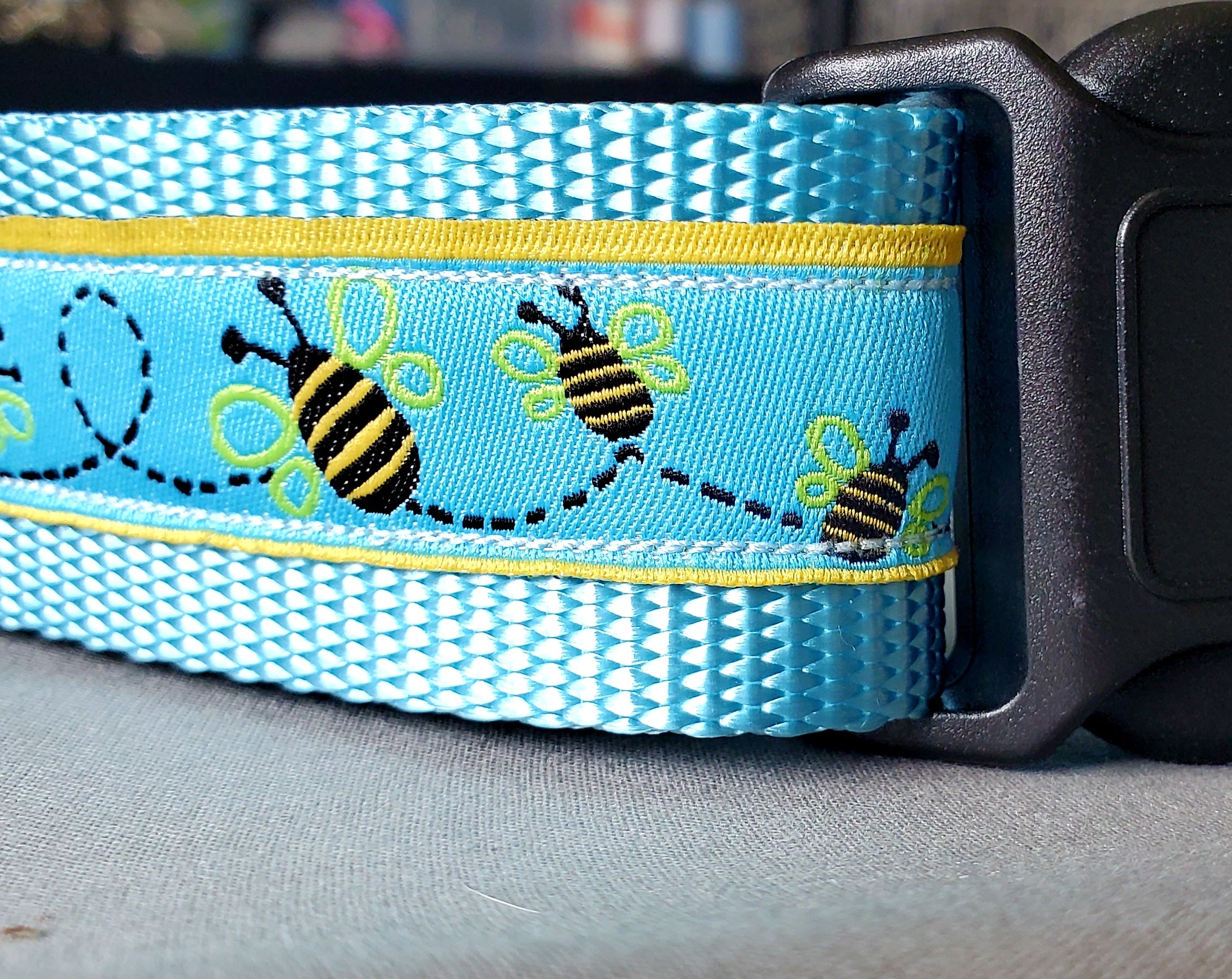 1.5" Blue Bumblebee Dog Collar image 2