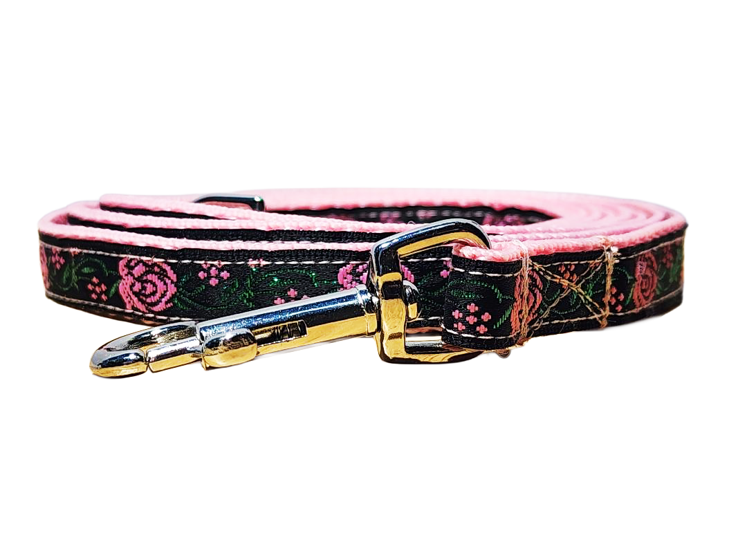 1/2" Pink Rose Dog Collar or Leash