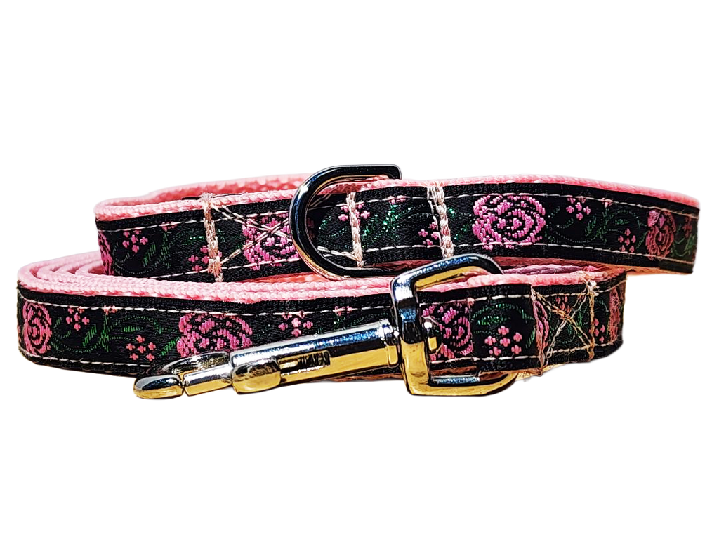 1/2" Pink Rose Dog Collar or Leash