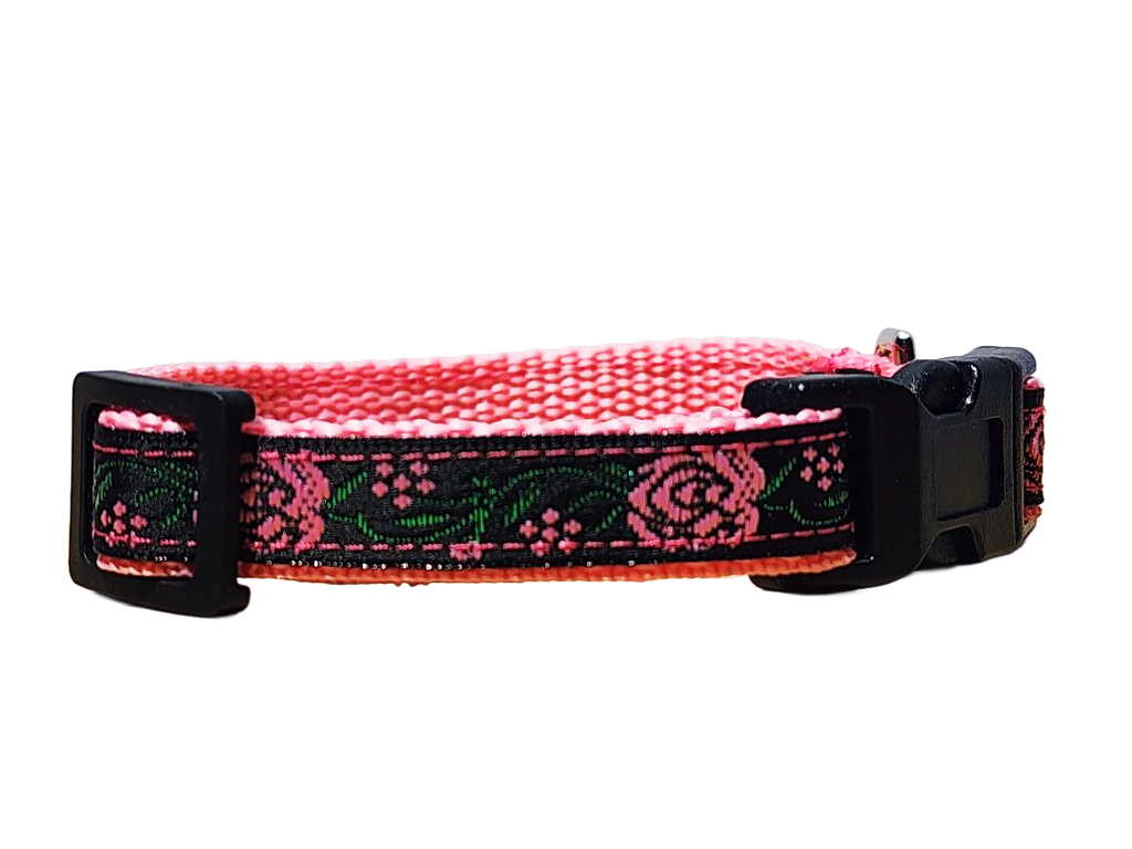 1/2" Pink Rose Dog Collar or Leash