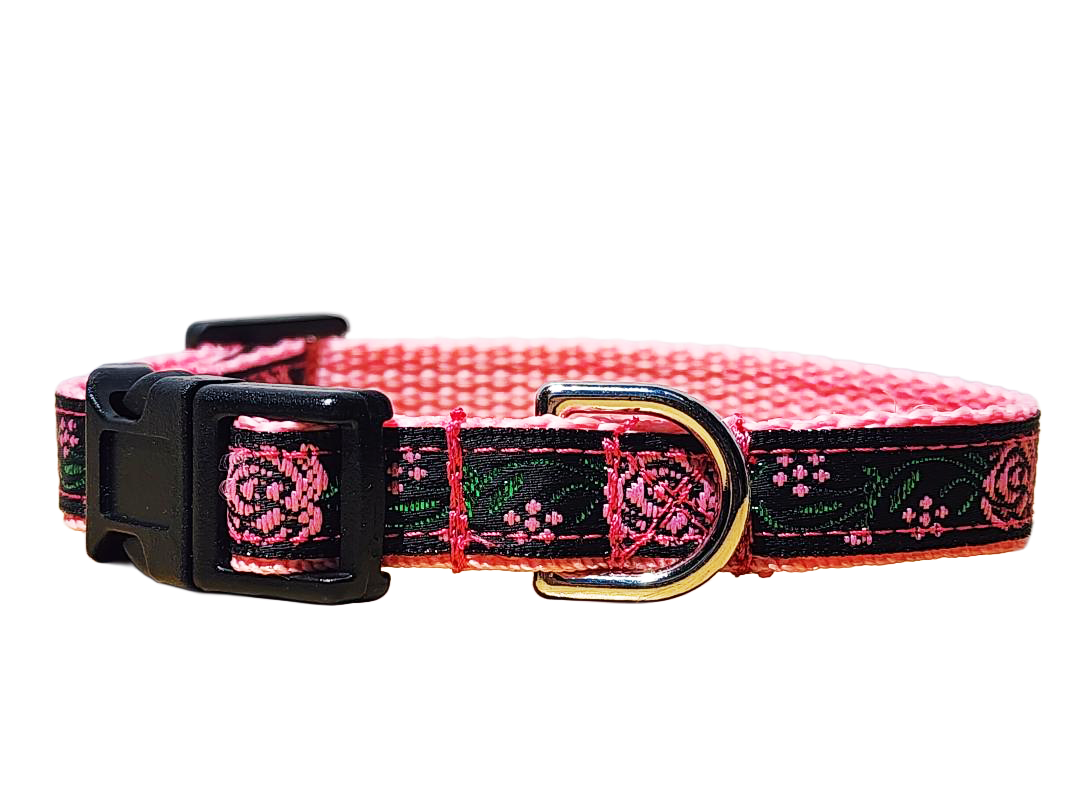 1/2" Pink Rose Dog Collar or Leash