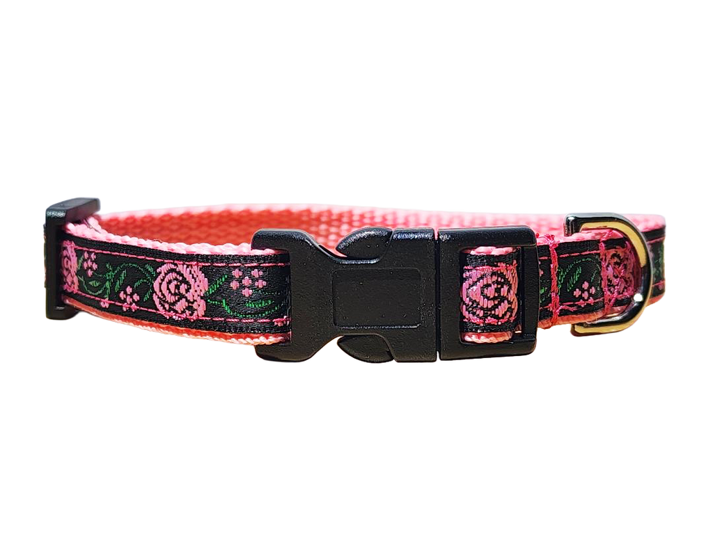 1/2" Pink Rose Dog Collar or Leash