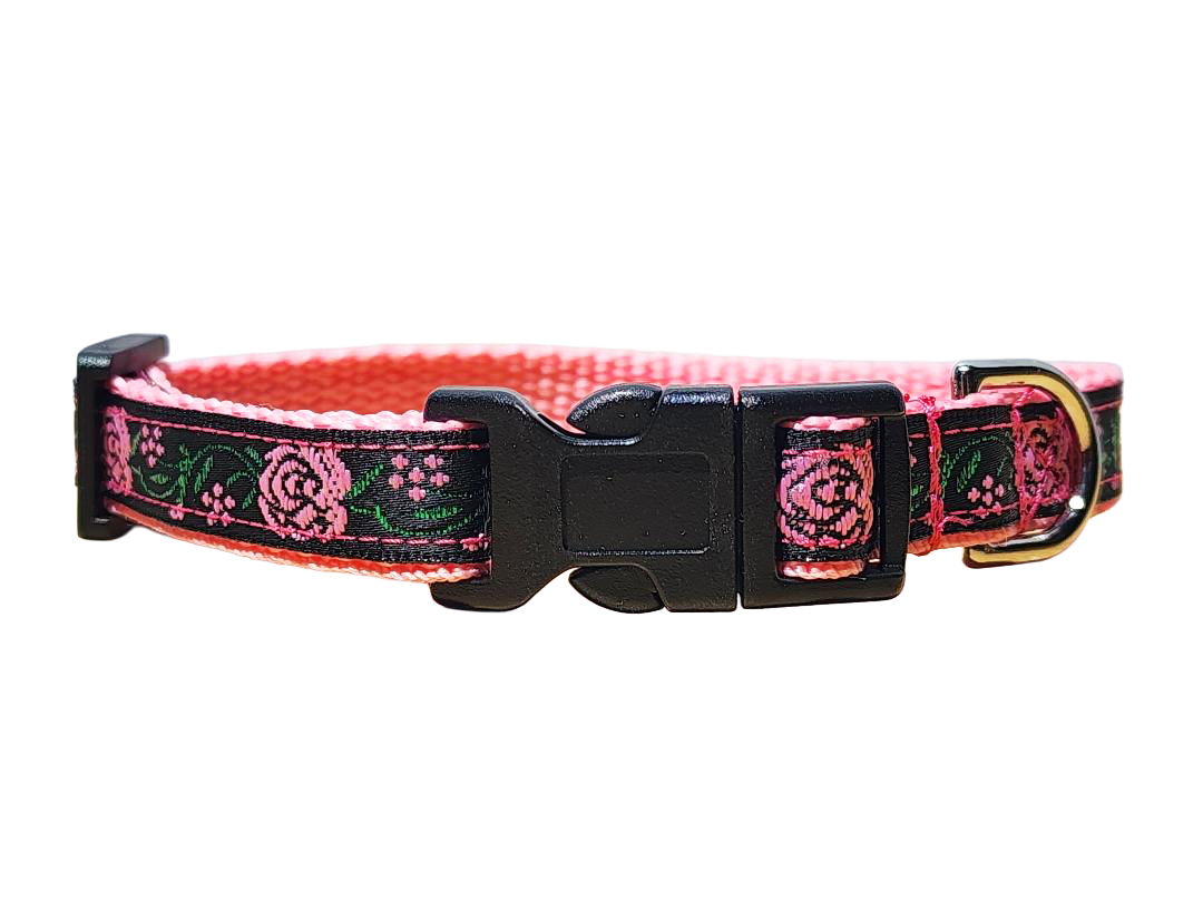 1/2" Pink Rose Dog Collar or Leash
