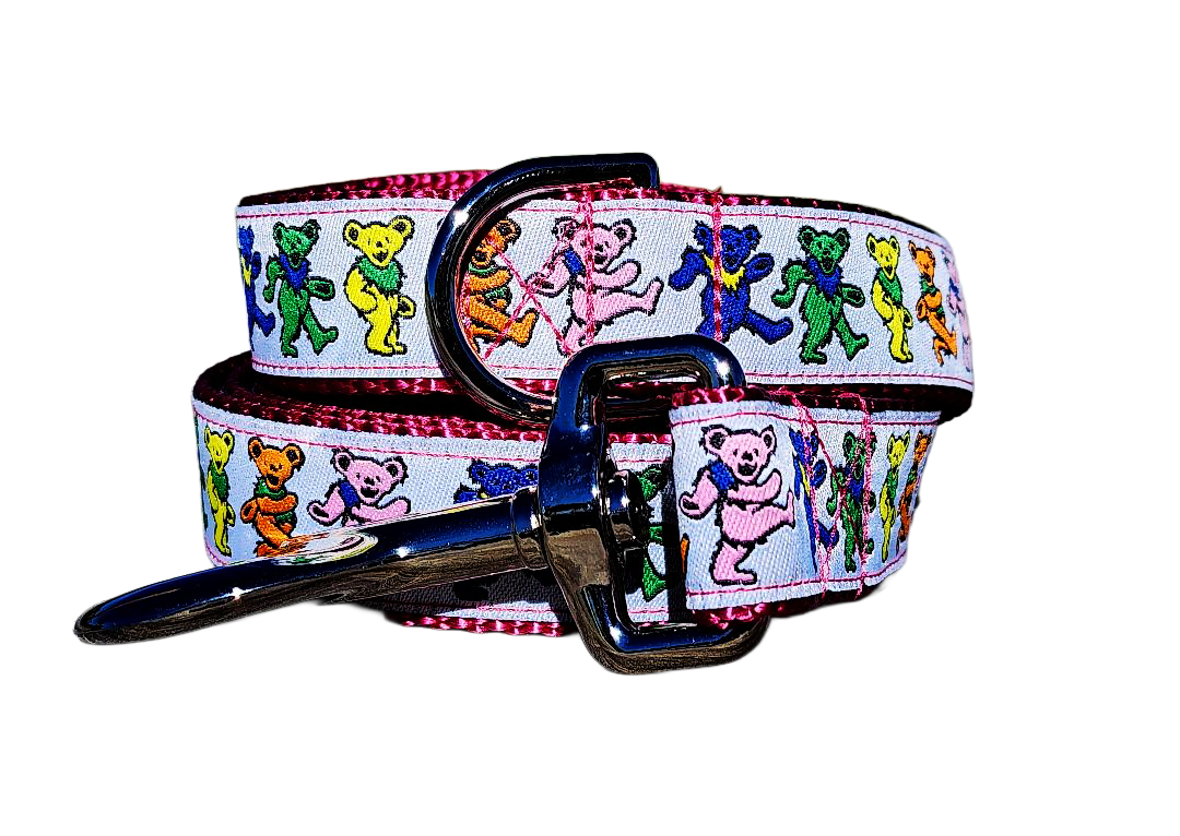 Pink Dancing Bears Dog Collar or Leash