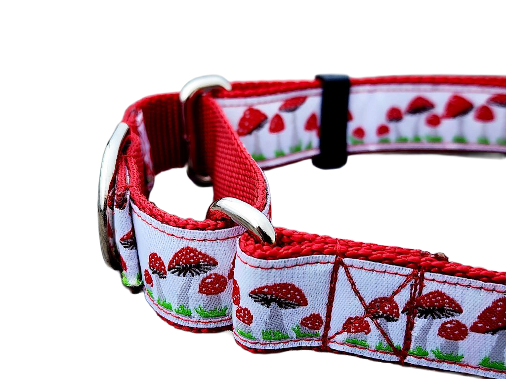 1" Red Mushroom Martingale Collar
