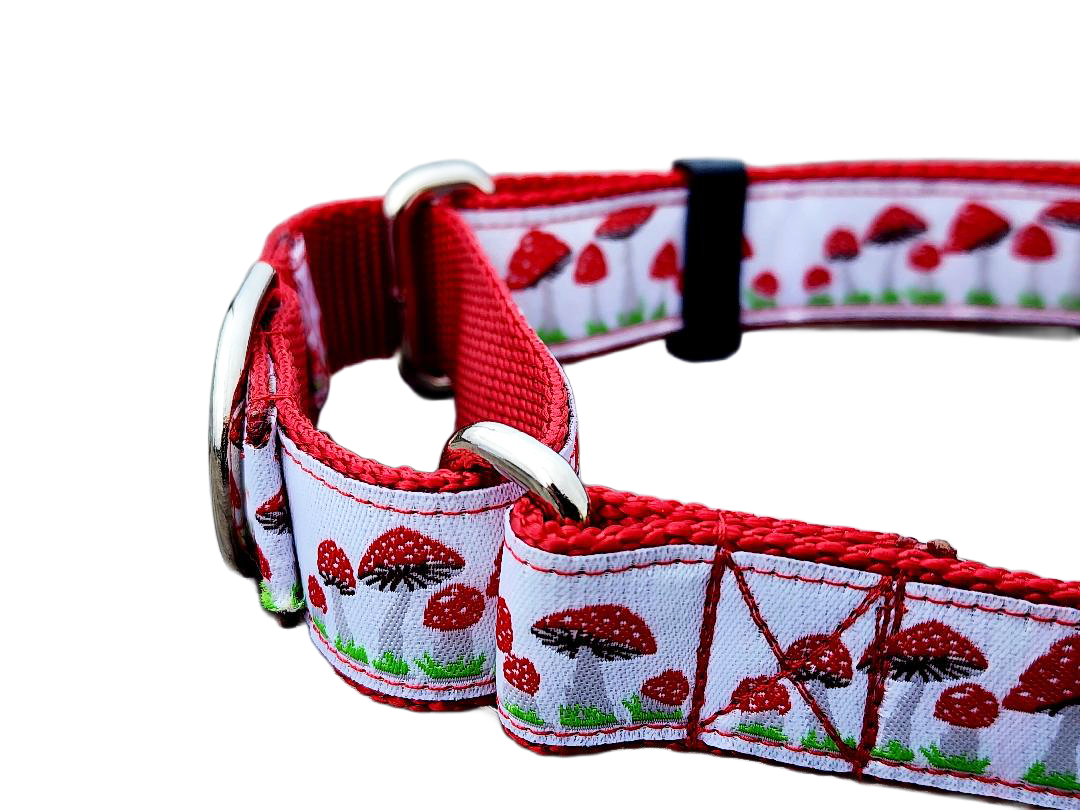 1" Red Mushroom Martingale Collar