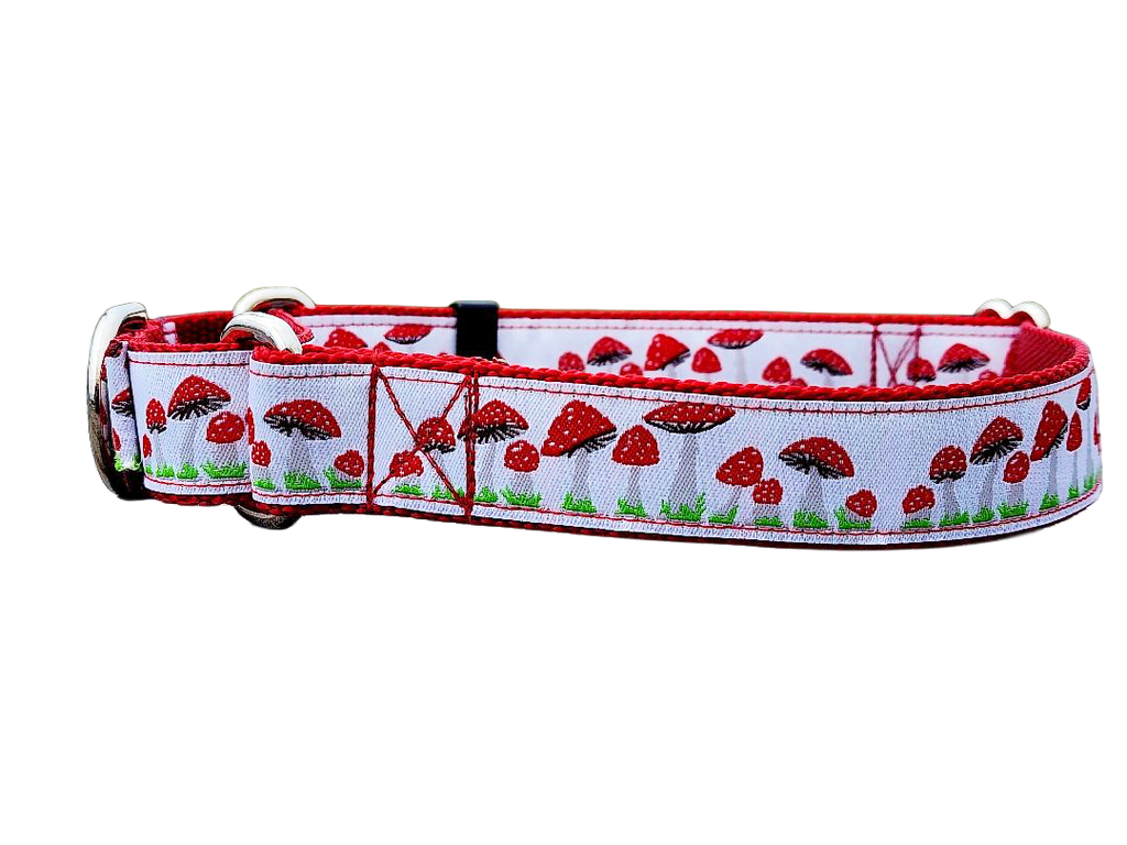 1" Red Mushroom Martingale Collar