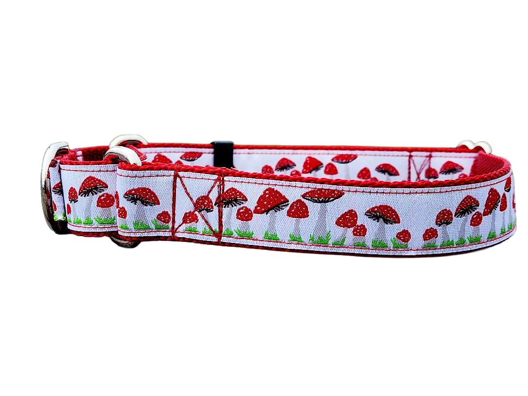1" Red Mushroom Martingale Collar