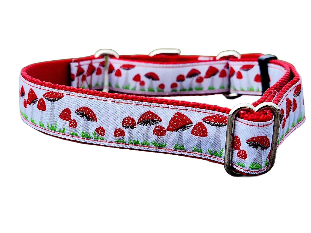1" Red Mushroom Martingale Collar