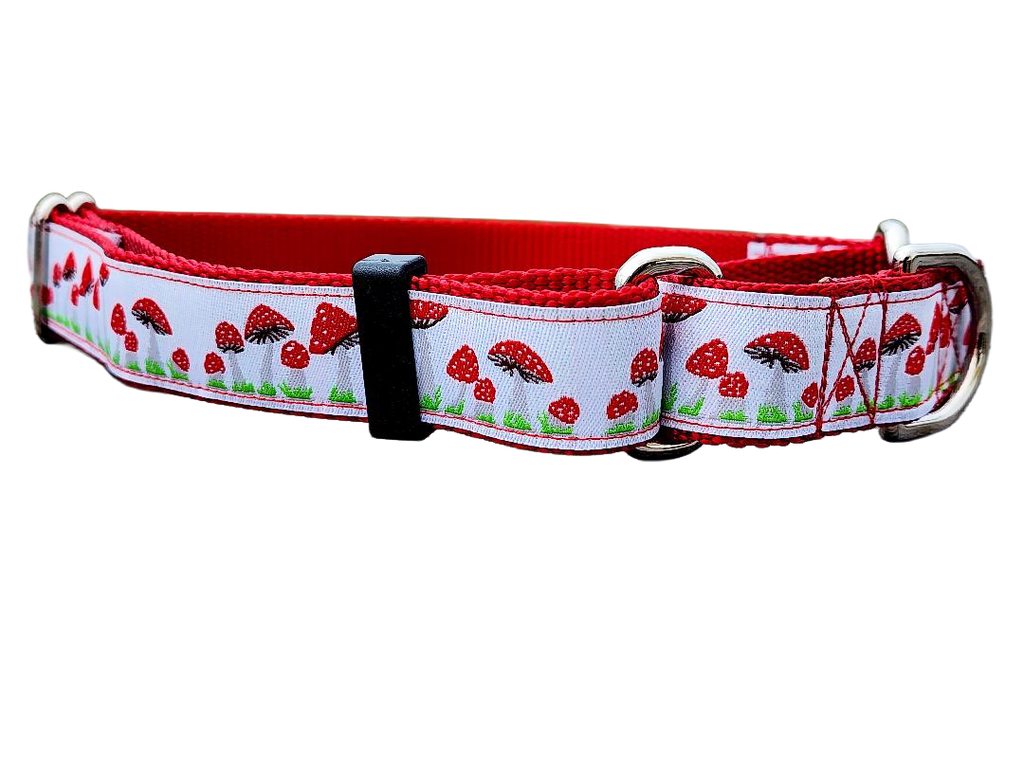 1" Red Mushroom Martingale Collar