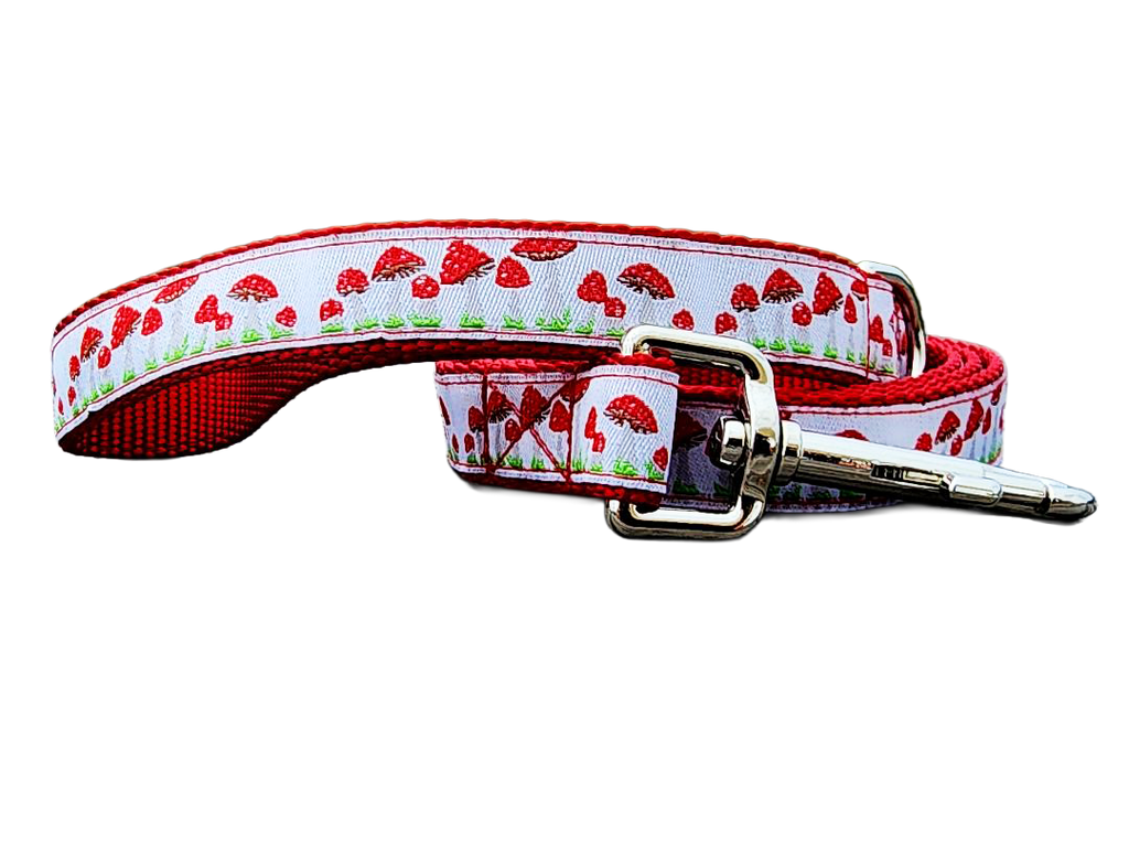 1" Red Mushroom Dog Collar or Leash