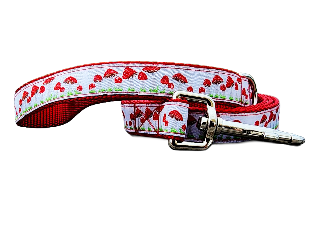 1" Red Mushroom Dog Collar or Leash