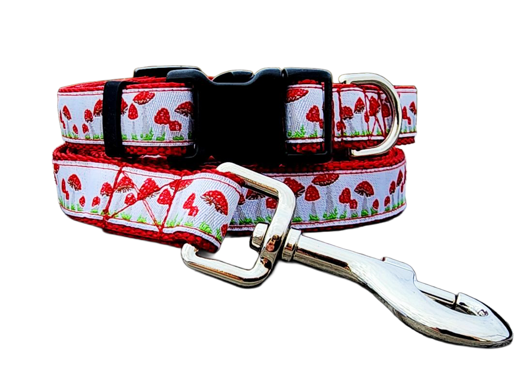 1" Red Mushroom Dog Collar or Leash